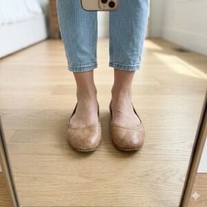 Frye Carson Ballet Flats Tan Cognac Leather Women's Size 8.5 B Round Toe Classic